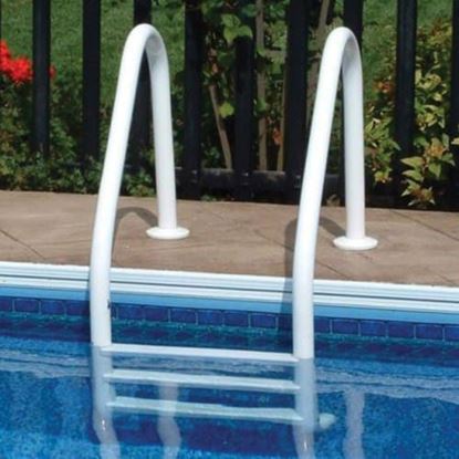 Picture of Saftron 3 Step I/G Pool Ladder w/ Escutcheons, White | P-324-L3-W