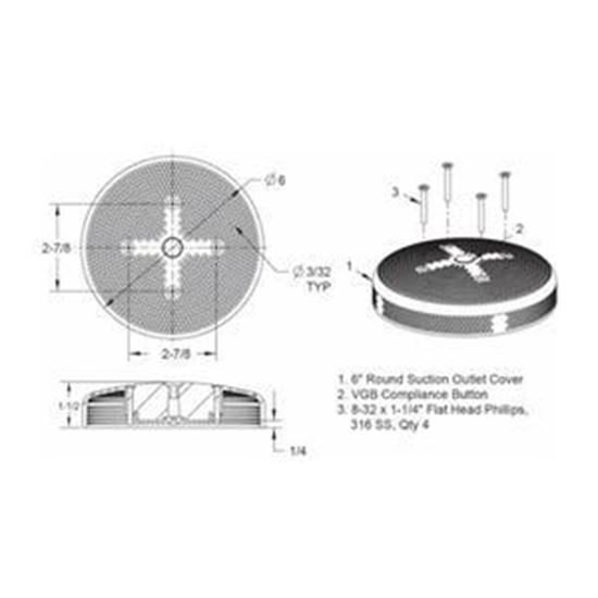 Picture of Suction Cover Aquastar Vgb (Hydro-Air) 6"Diameter B 6HPHA102